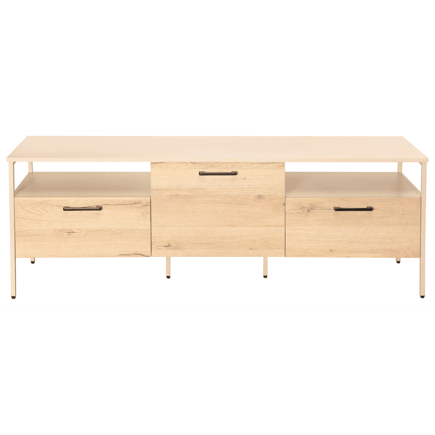 Everfurn Ellen TV Stand - Melamine - Powder-Coated Steel Frame - 2 Drawers - Storage Cabinet