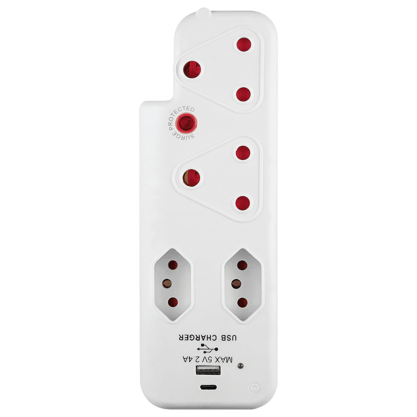 Ellies  4 Way Medium Surge adaptor with type C + USB