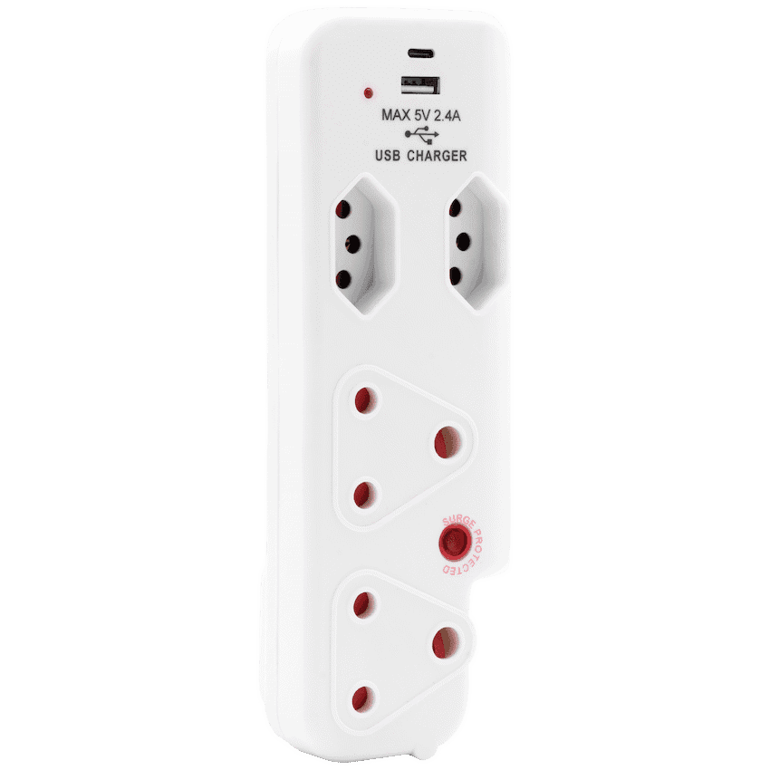 Ellies  4 Way Medium Surge adaptor with type C + USB