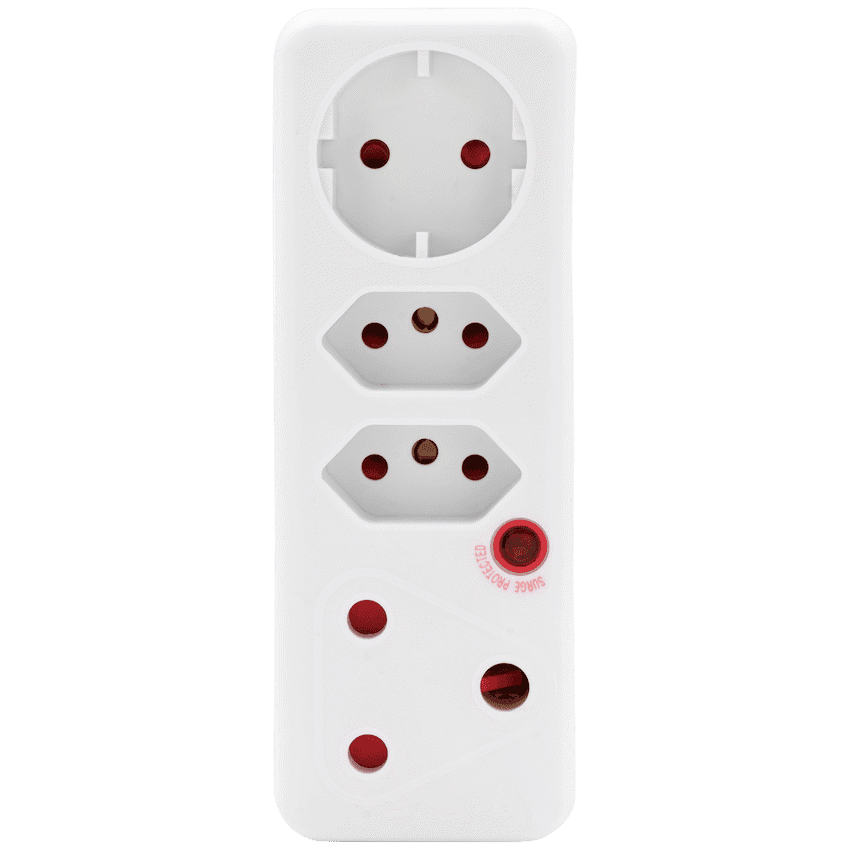Ellies 4-Way Medium Surge Adaptor with Schuko - White