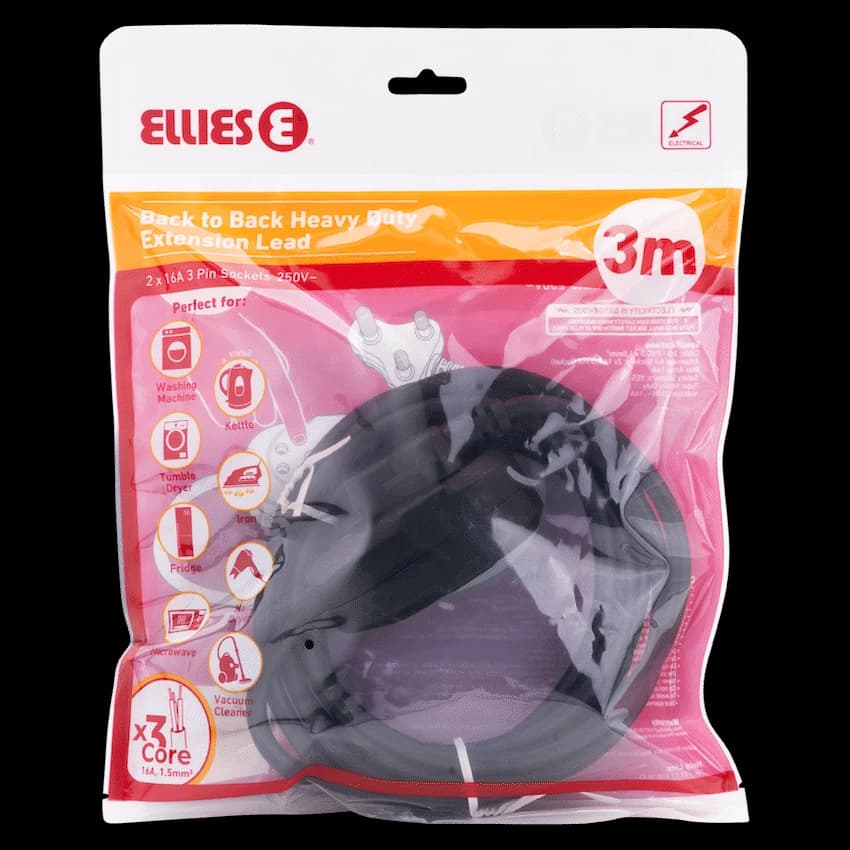 Ellies Back to Back Heavy Duty Extension Lead - 3m