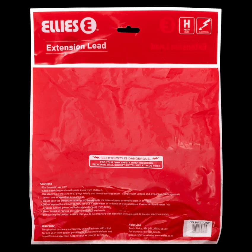 Ellies Side by Side Light Duty Extension Lead-20M