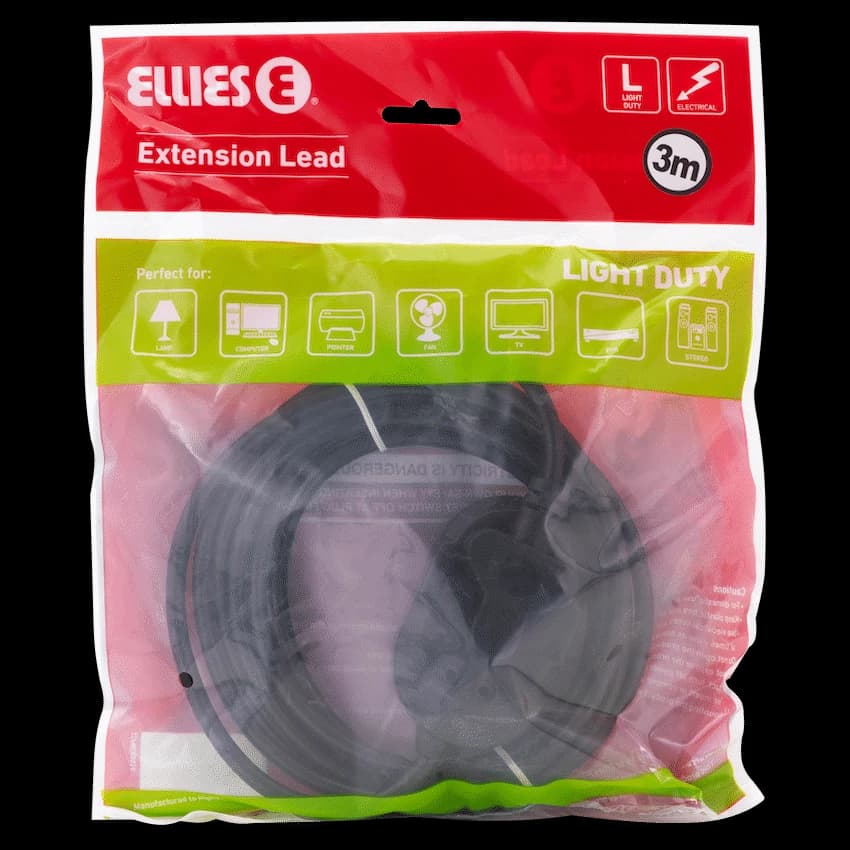 Ellies Back-to-Back Light-Duty Extension Lead - 3m