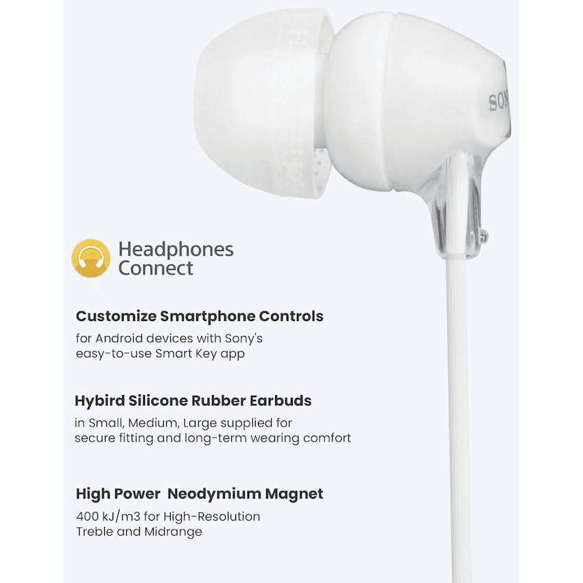 Sony MDR-EX15AP (White) InEar Earphone with Mic for iPhone - Android - Blackberry