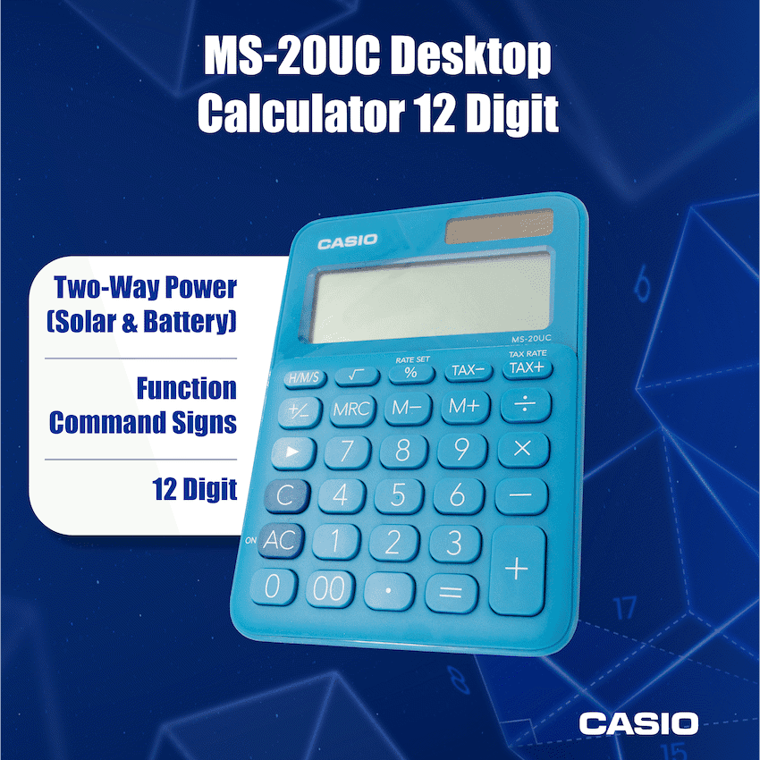 Casio MS-20UC - Desktop calculator 12 Digit - Blue