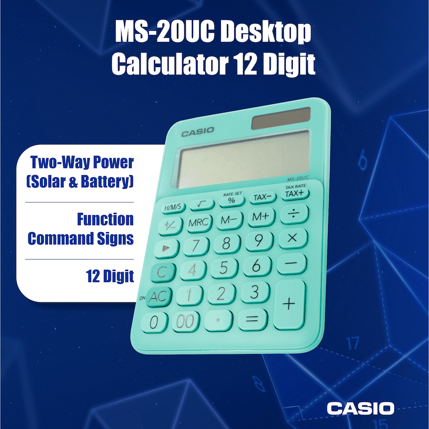 Casio MS-20UC - Desktop calculator 12 Digit - Green