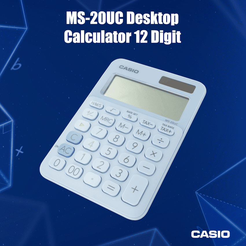 Casio MS-20UC - Desktop Calculator 12-Digit - Light Blue