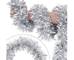 Metallic Silver Tinsel Garland
