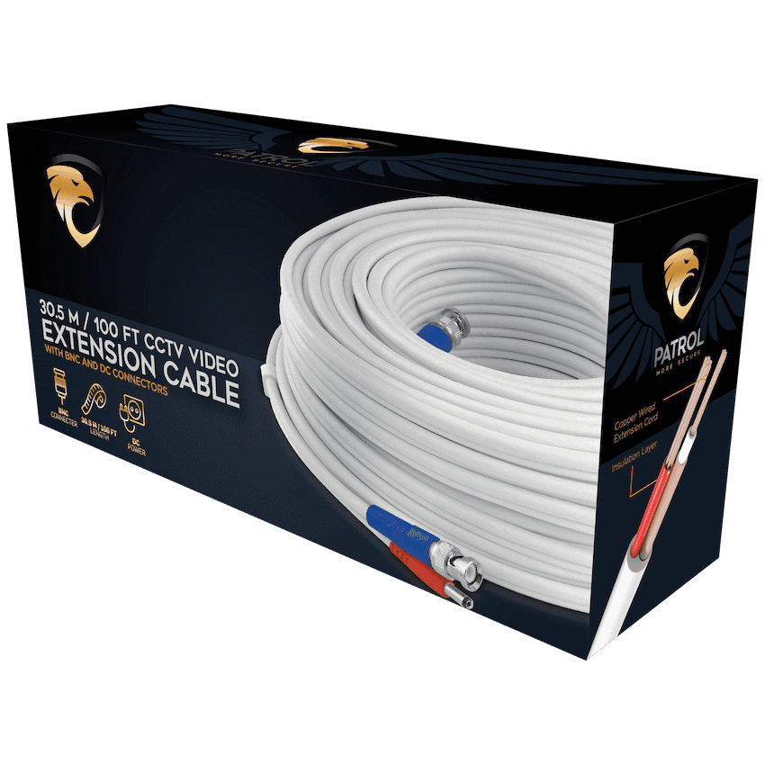 Patrol 30m Video and Power Extension Cable - White