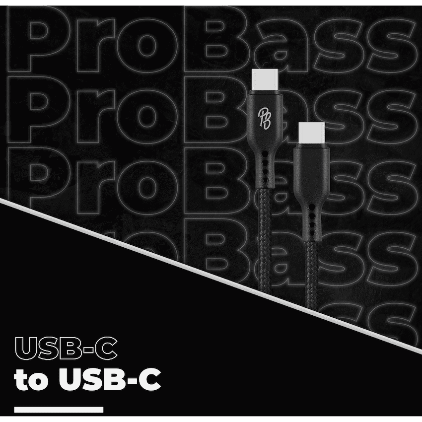 Pro Bass Chord Series 1.2m 30w Type-C to Type-C Braided - Black