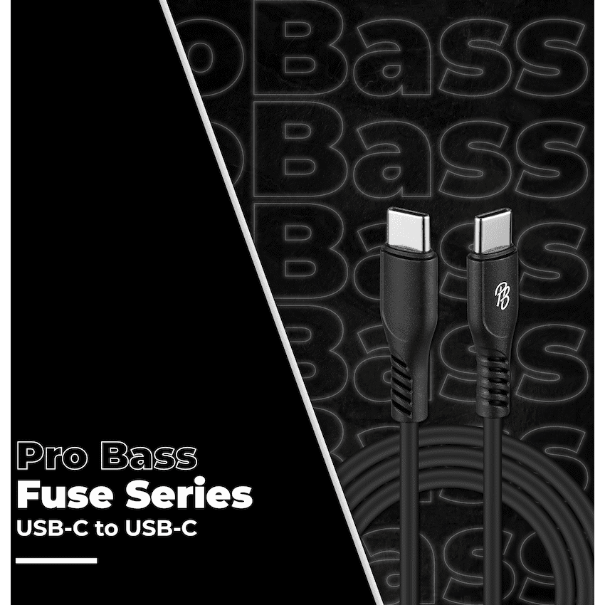 Pro Bass Fuse Series 1m Type-C to Type-C Cable - Black