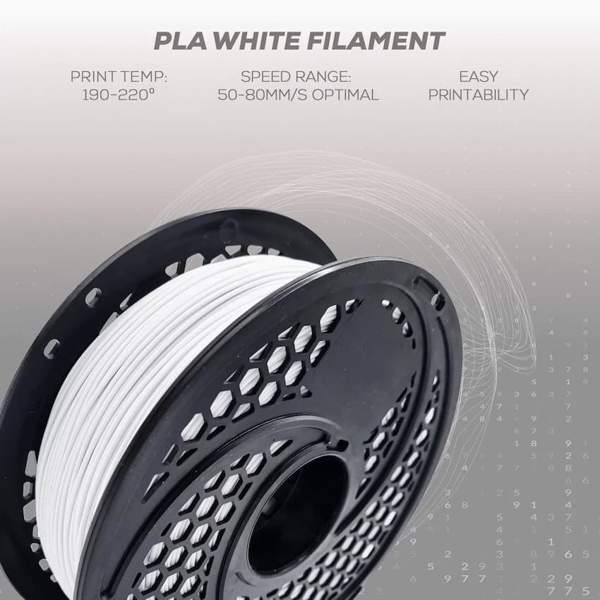PLA White Filament 1kg, 1.75mm
