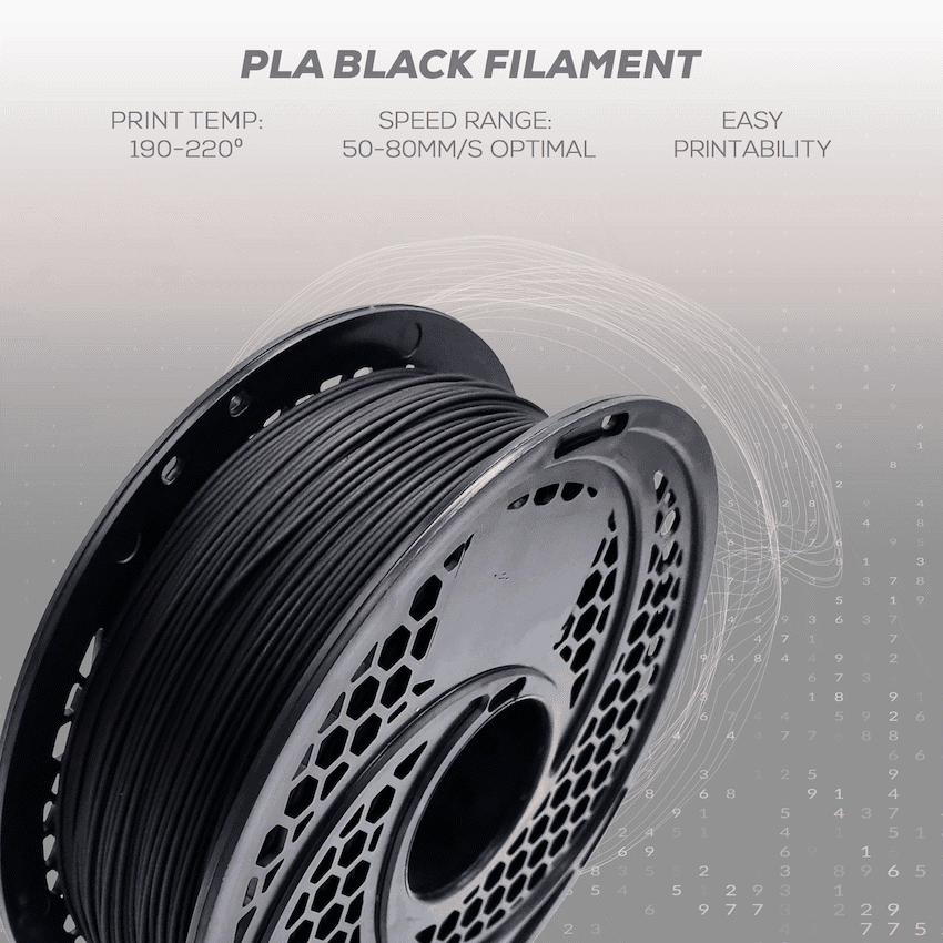PLA Filament - Black - 1kg - 1.75mm