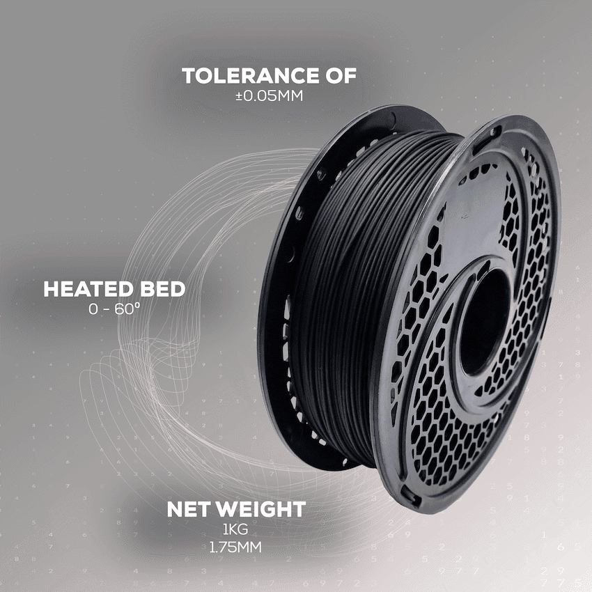 PLA Filament - Black - 1kg - 1.75mm