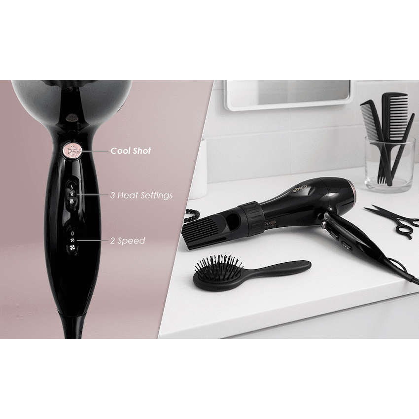 Carmen Power Comb Hairdryer 2000w - Ebony