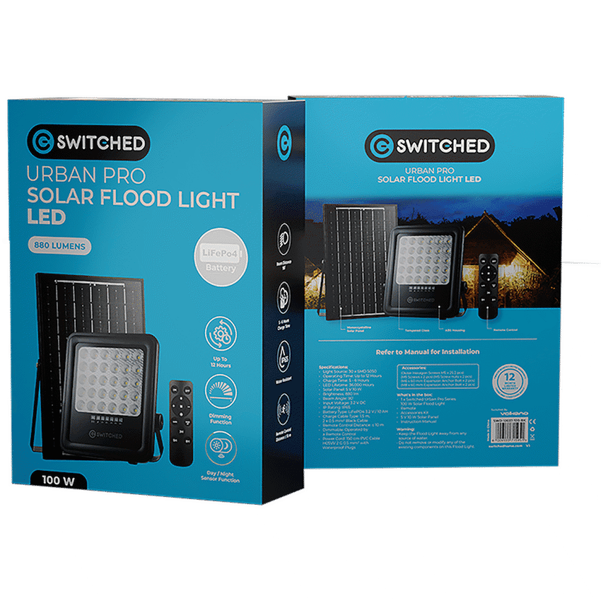 Switched Urban PRO Series - 100w Solar Floodlight with Remote