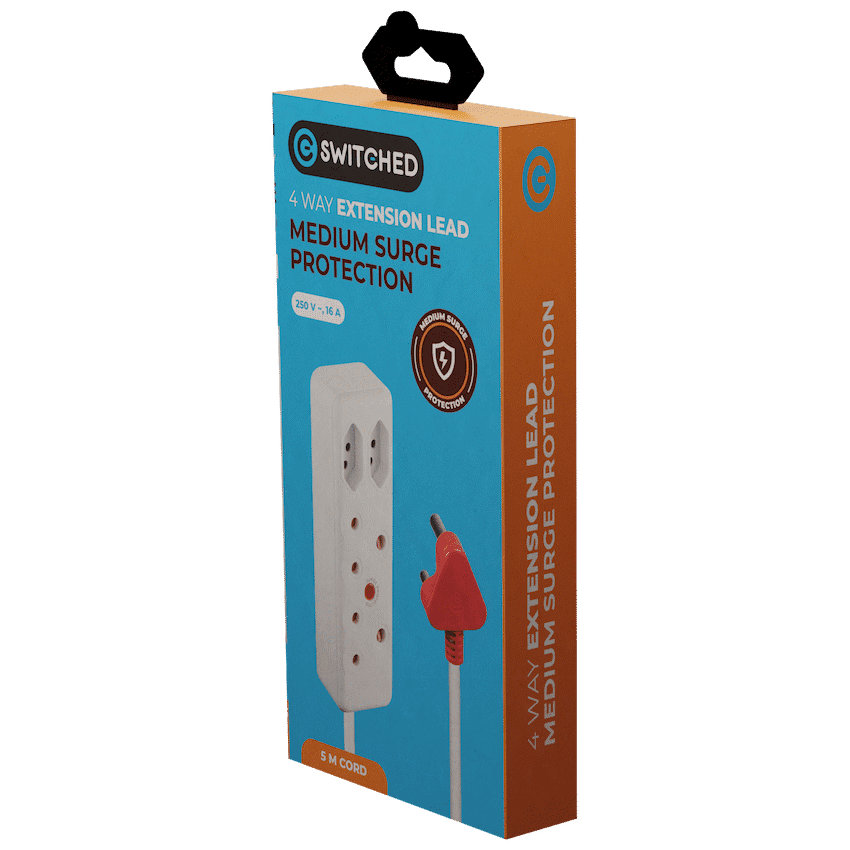 Switched 4-Way Medium Surge Extension Lead 5m