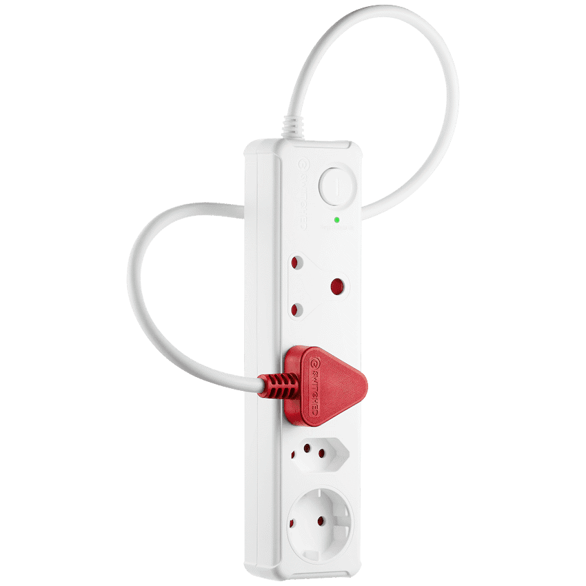 Switched 4-Way Medium Surge-Protected Multiplug 0.5m Cord - White