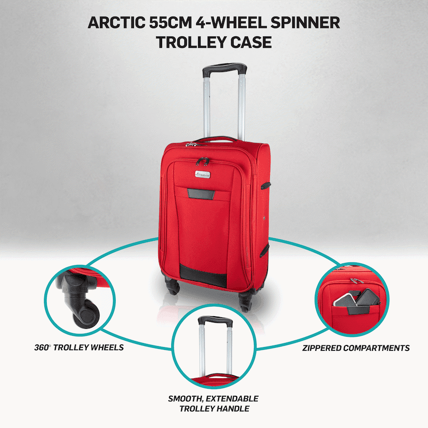 Travelwize Arctic 55cm 4-Wheel Spinner Trolley Case - Red