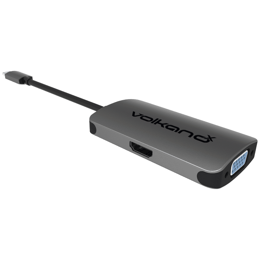 VolkanoX Core Video Series USB Type-C to HDMI + VGA Converter - 10cm - Charcoal