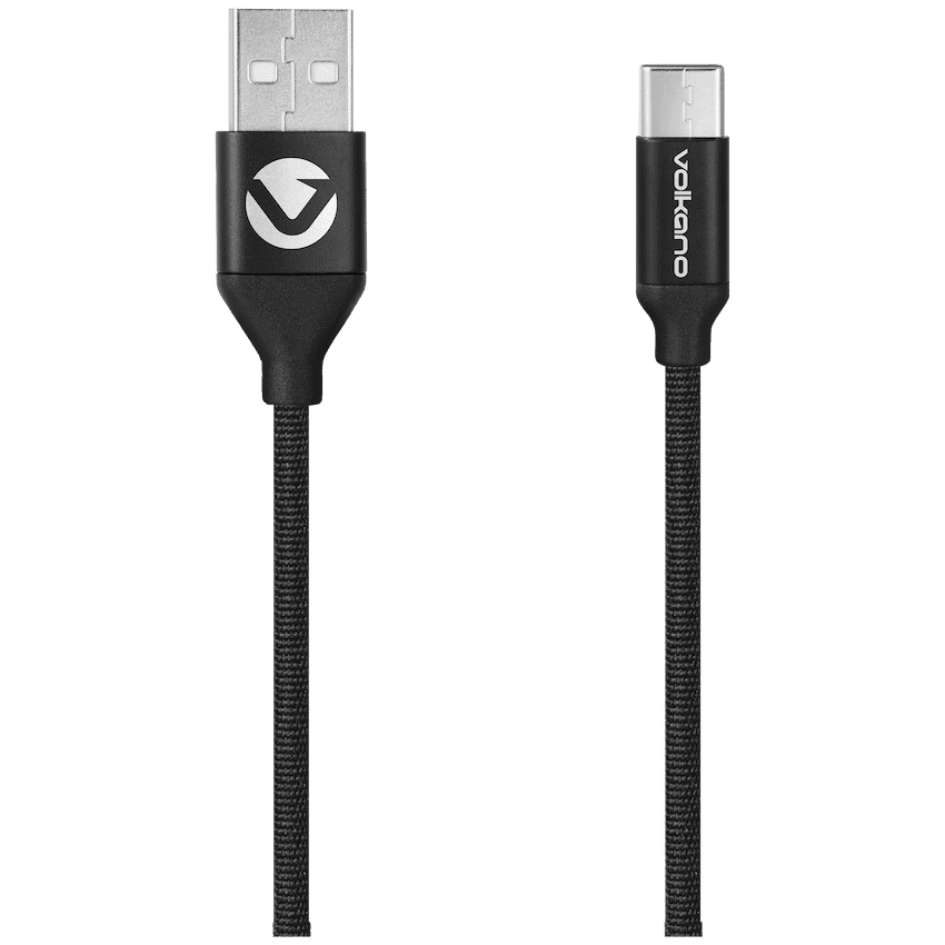 Volkano Weave Series Fabric Braided Micro USB Cable 1.2m - Black