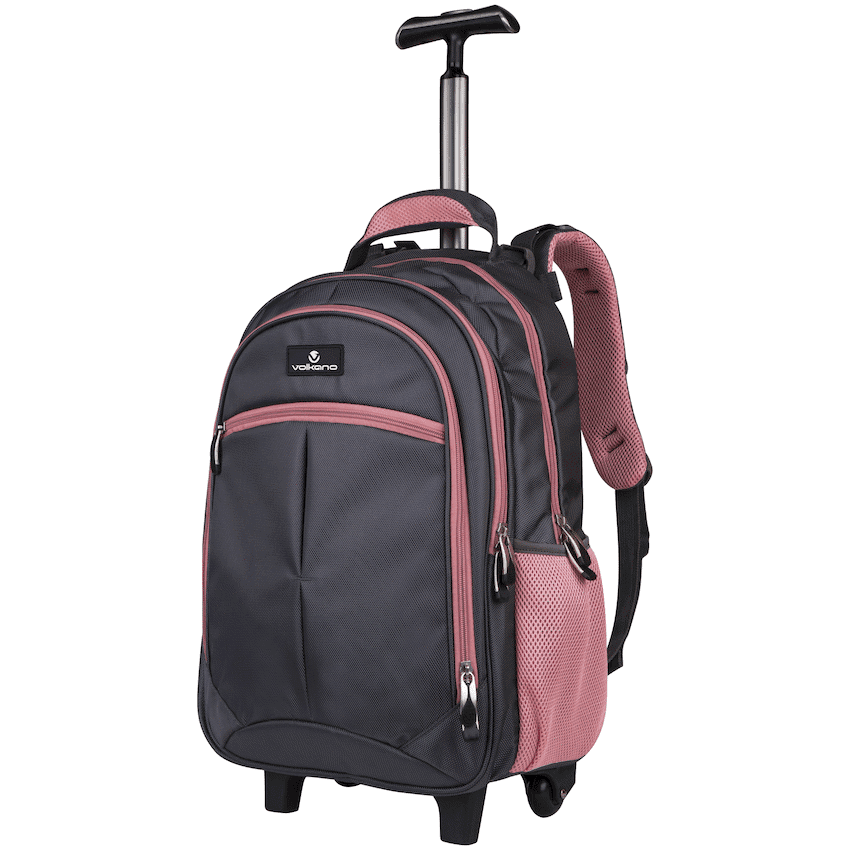 Volkano Orthopaedic Trolley Backpack 35l - Dark Grey/Pink