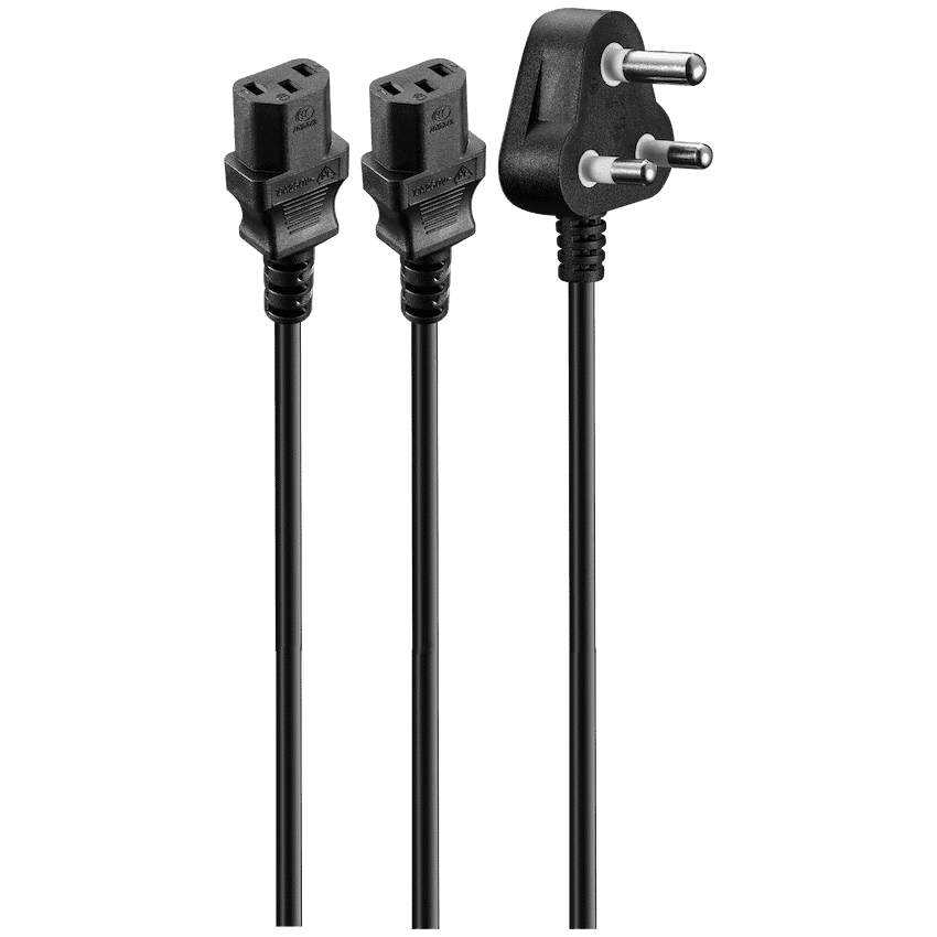 Volkano Presto Series Double 3 Pin IEC Power Cable 1.8m 10a - Black