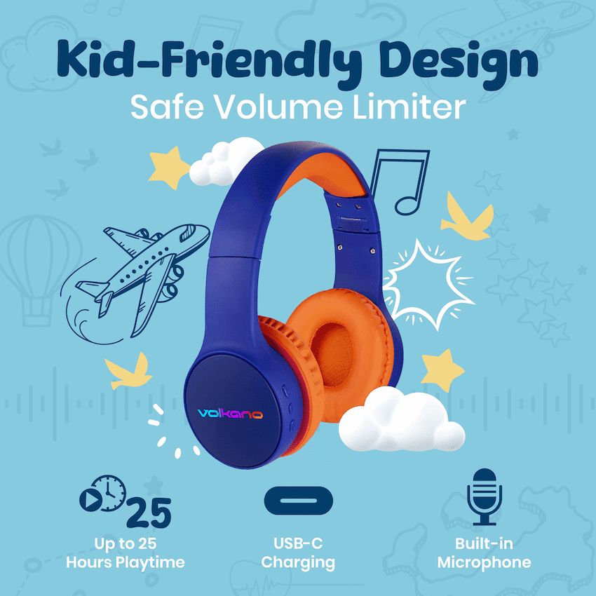 Volkano Atlas Bluetooth Padded Headphones with dB Switch Function