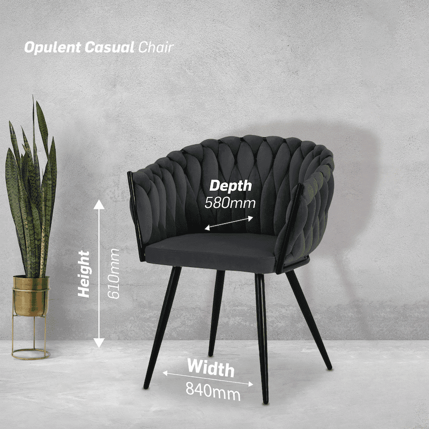 Everfurn Opulent Large Velvet Casual Chair - Grey - 2 Pack