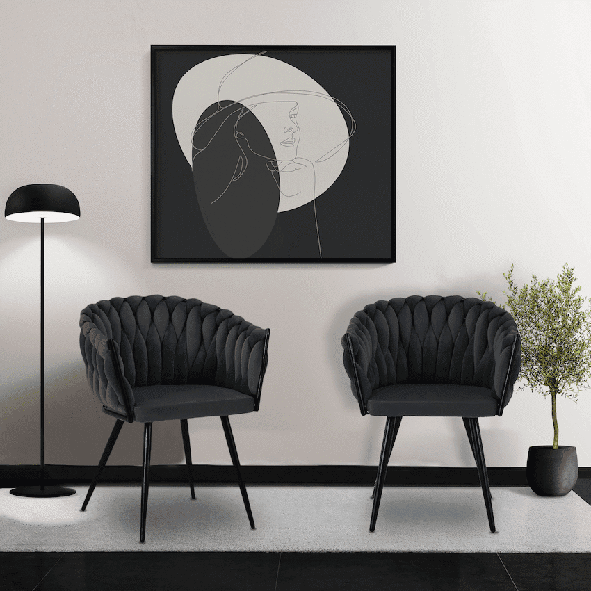 Everfurn Opulent Large Velvet Casual Chair - Grey - 2 Pack