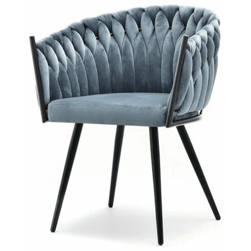Everfurn Opulent Large Velvet Casual Chair Hazy Blue -2 Pack