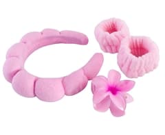 Spa Headband, Wristband & Hair Clip Set