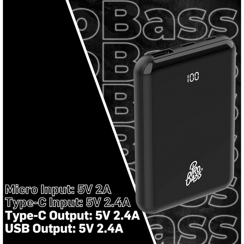 Pro Bass - ChargeMax 2 5000mAh power bank - Black