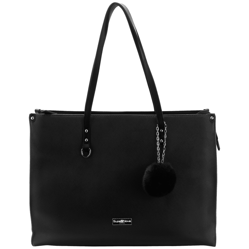 Supanova Pompom Ladies Laptop Bag - Black