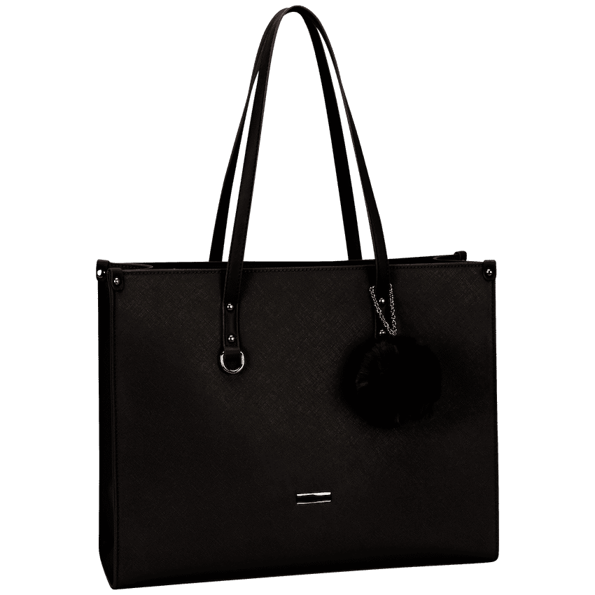 Supanova Pompom Ladies Laptop Bag - Black