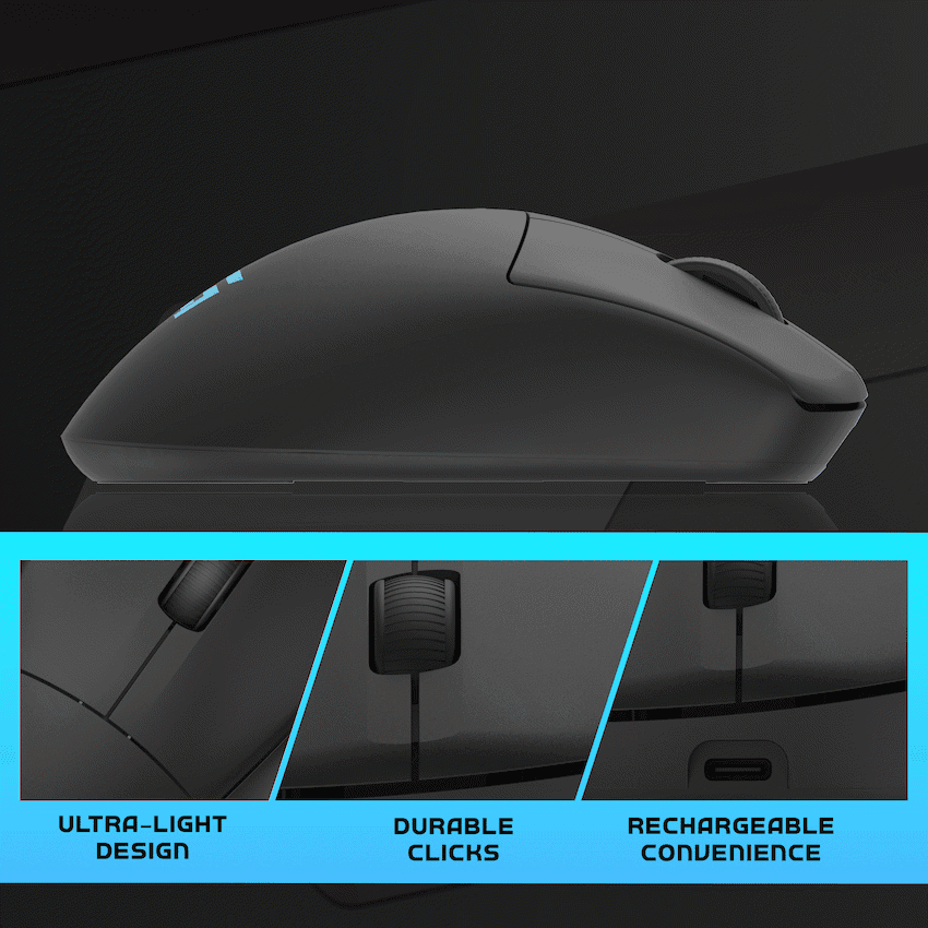 Volkano gaming Arc SL Lightweight Rechargeable multimode Gaming Mouse - Black