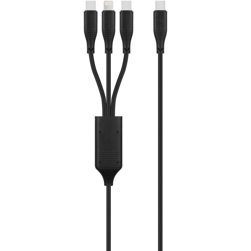 Volkano Nova Series USB C to 2 USB C and lightning cable 100W TPE-Black