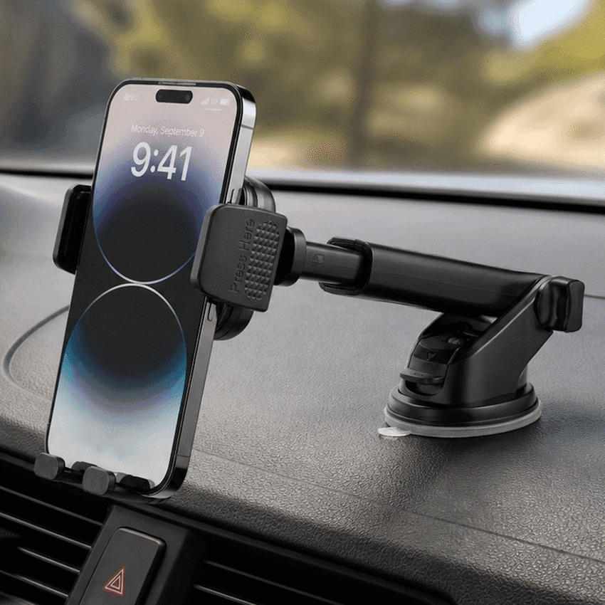 Volkano Secure Series Car Vent, Dash & Windshield Mount Phone Holder - Black