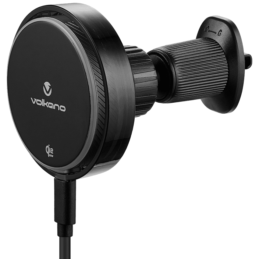 Volkano Sentinel Series Qi2.2 Magnetic Wireless Charging Car Dash Mount Phone Holder - Black
