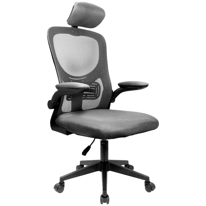 Everfurn Kira High Back Office Chair with Headrest - Grey with Black Frame
