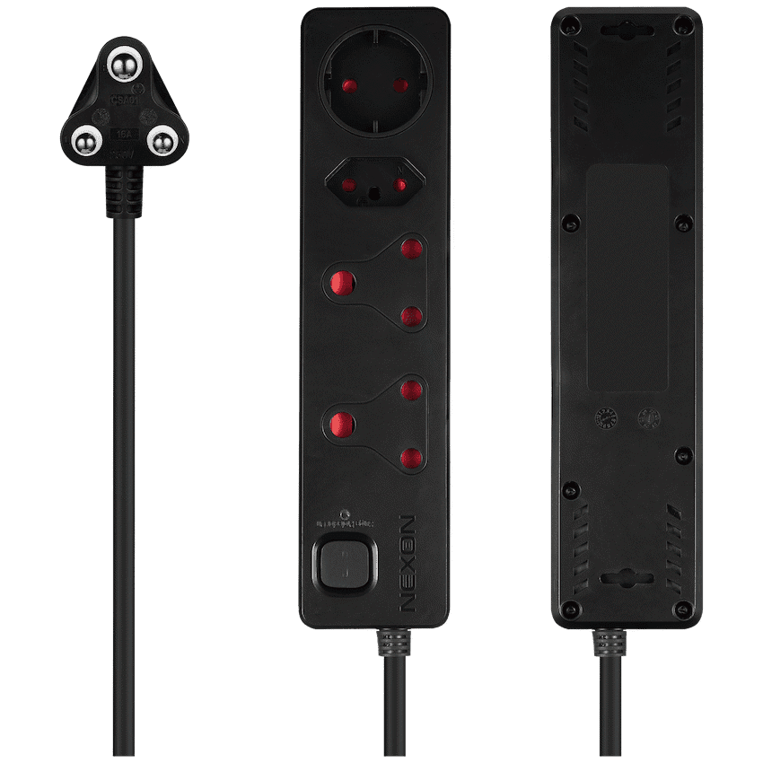 Nexon 4 Way Medium Surge Protected Multiplug 0.5M Black