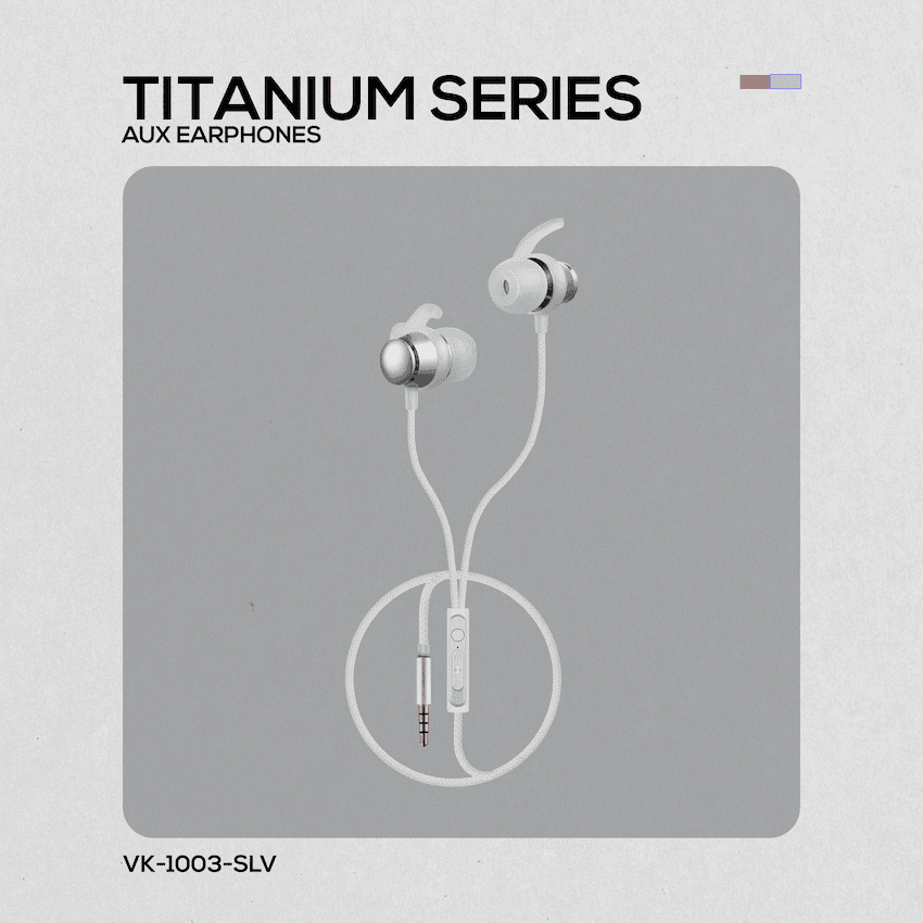 Volkano Titanium Series AUX Earphone - Silver