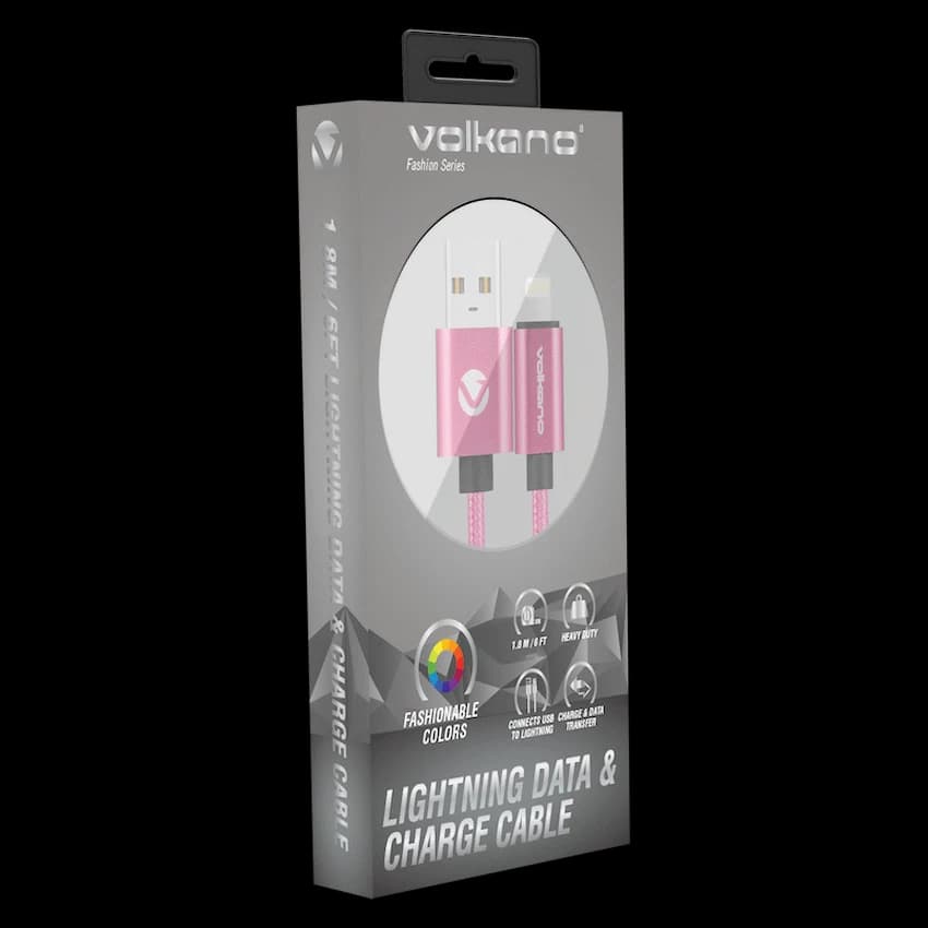 Volkano Fashion Series Lightning Cable 1.8m - Pink