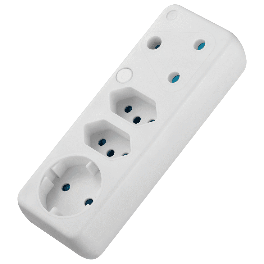 Ellies 4-Way Schuko Adaptor - White