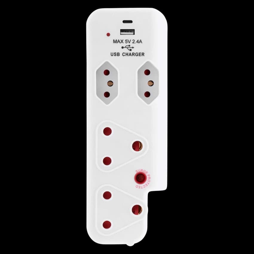 Ellies  4 Way Medium Surge adaptor with type C + USB