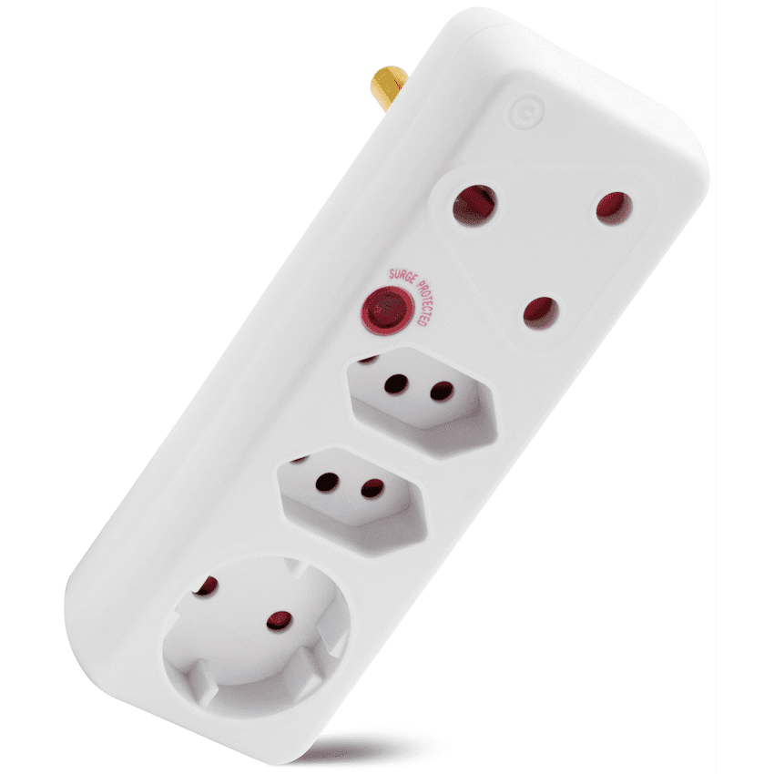 Ellies 4-Way Medium Surge Adaptor with Schuko - White