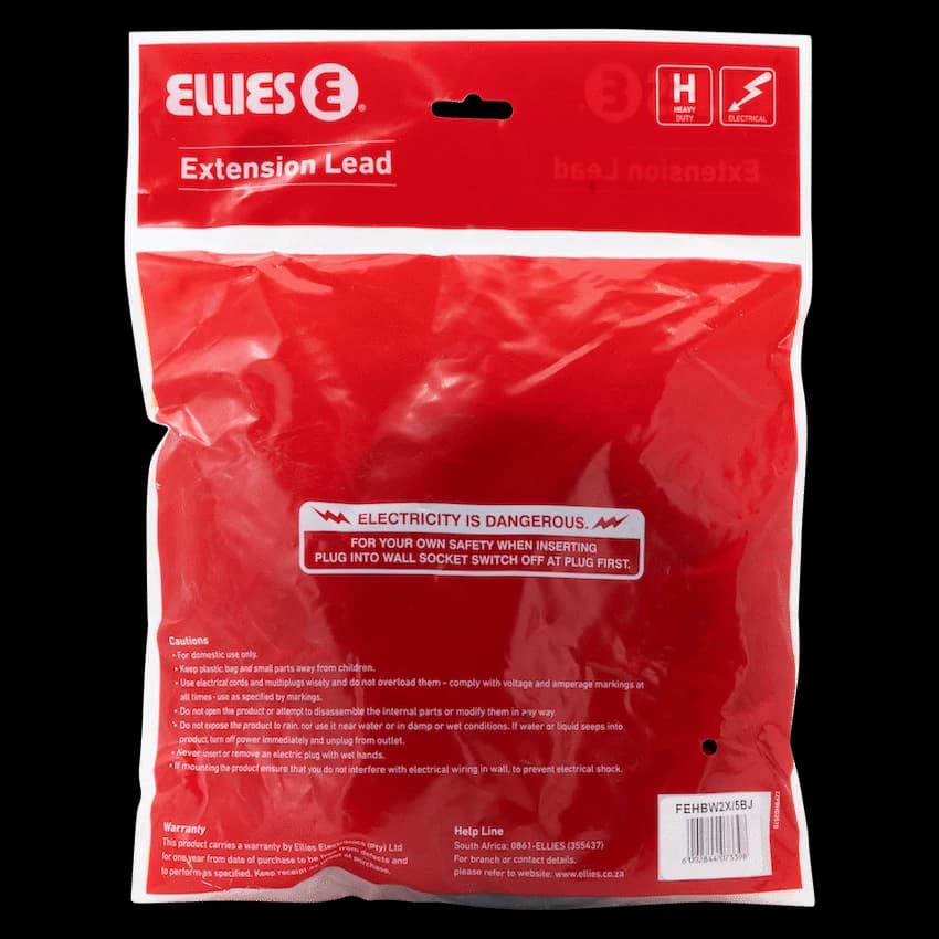 Ellies Back to Back Heavy Duty Extension Lead - 5m