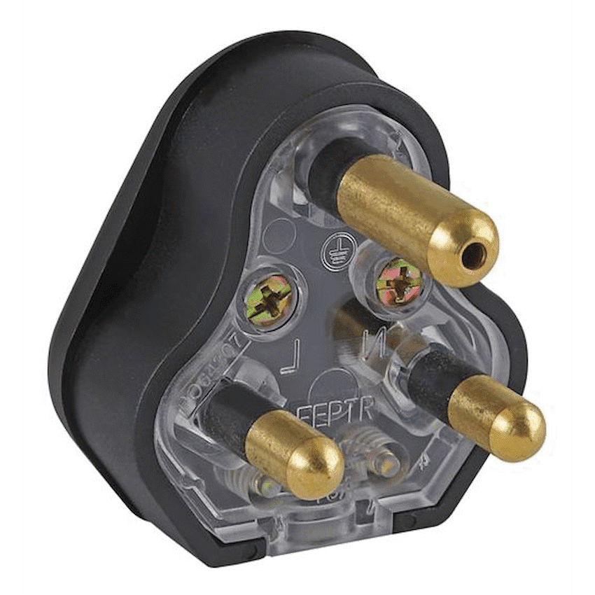 Ellies 16a Heavy-Duty Rubber Screw-on Plug Top - Black