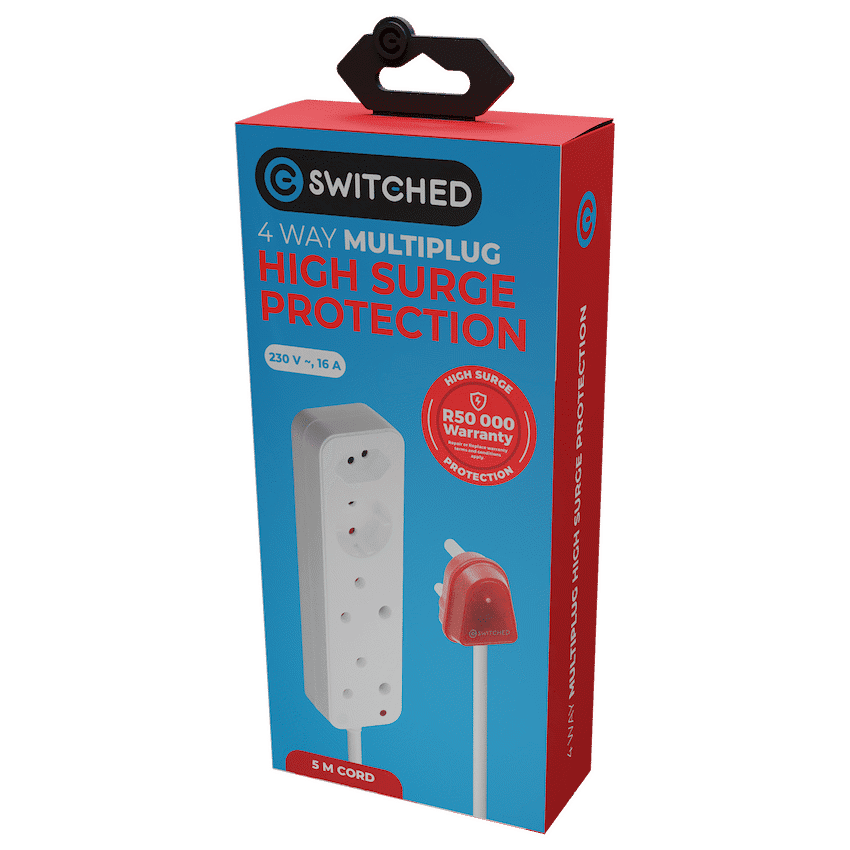Switched High Surge 4-Way Multiplug 0.5m 1140J