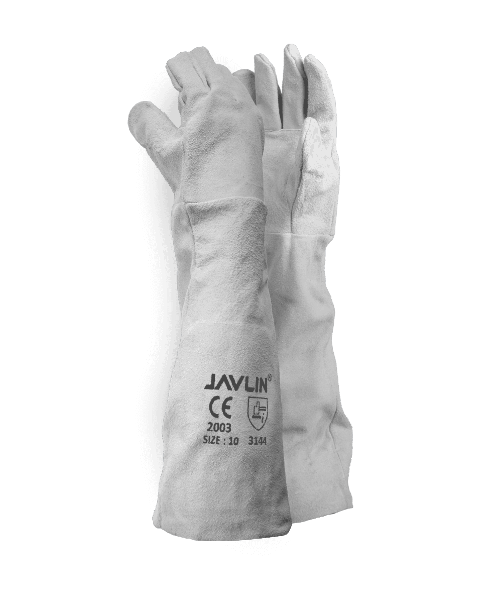 Chrome Leather Double Palm Gloves - 40cm Cuff